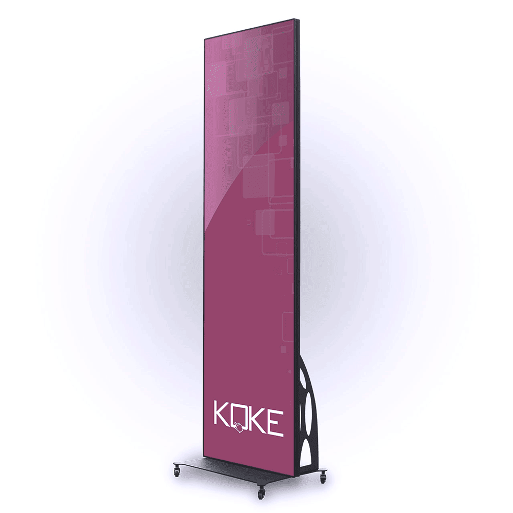 Digitale Roll-Ups gibt es bei KOKE in unterschiedlicher Ausführung und auch zur Miete für Dein Event oder Deinen Messeauftritt