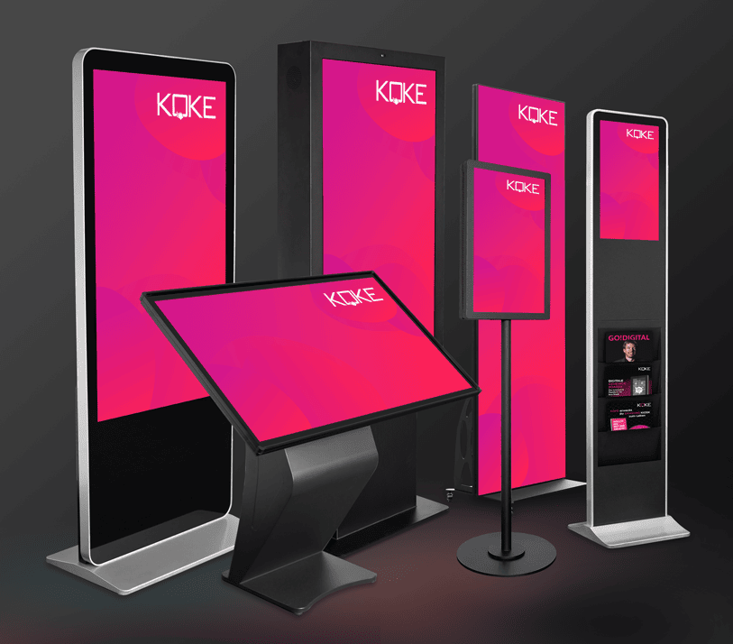 Digital Signage-Displays und -Stelen in verschiedensten Ausführungen