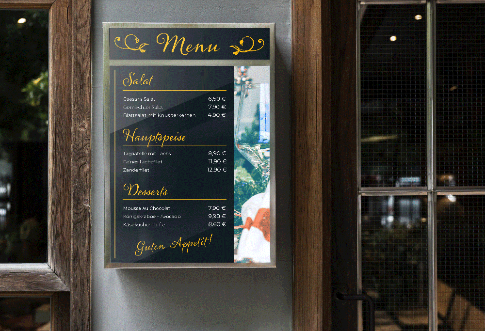 Nutze Digital Signage in Deinem Restaurant für Deine tagesaktuelle Menükarte