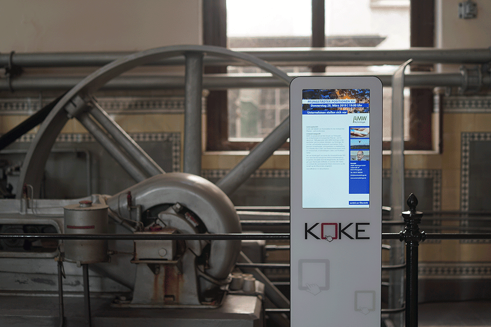Die flexible digitale Stele eignet sich hervorragend für Messen, Ausstellungen und Events und ist im Handumdrehen aufgestellt
